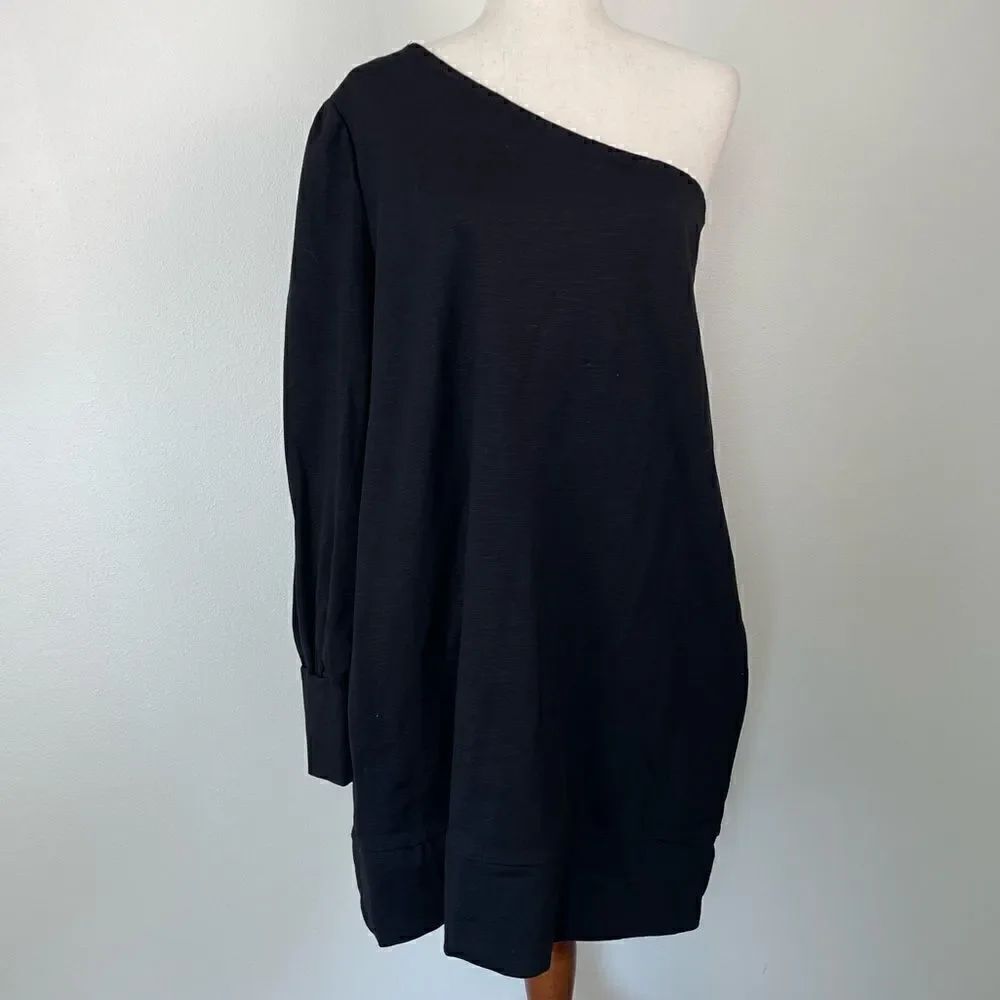 NWT Free People One Shoulder Black Top Size L